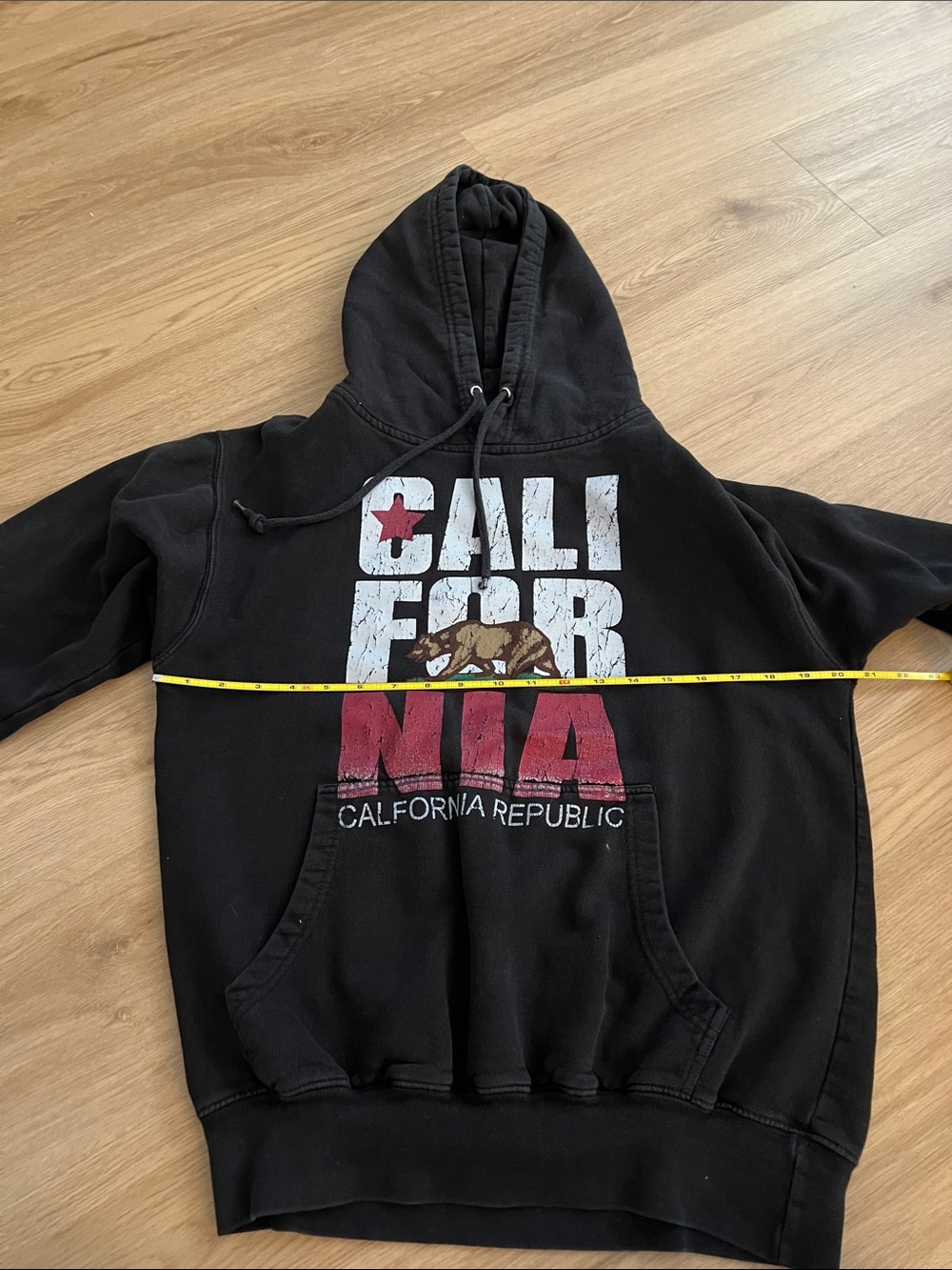 Kids Black California Republic Hoodie - Black/Red Graphic